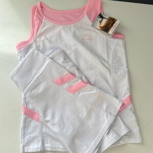 Willit Girls Kids Tennis Skirt and Tank Set Cotton Golf Clothes with Shorts